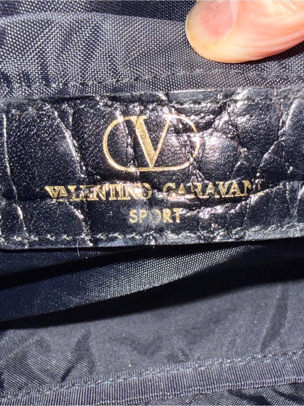Valentino Garavani Sport Black Nylon & Croc Top-Handle Mini Boston Satchel